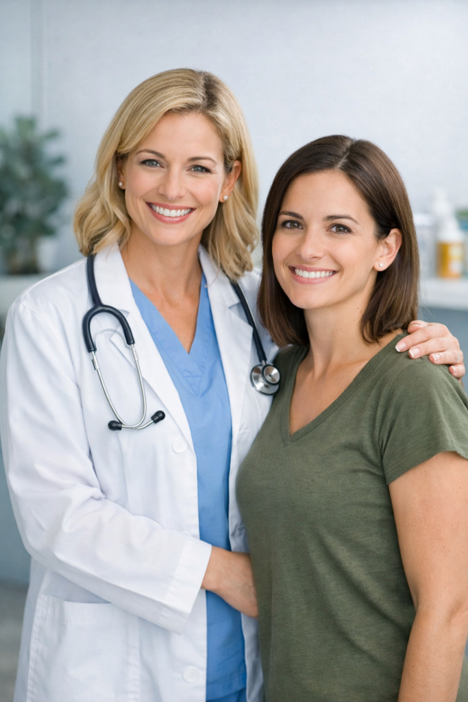 doctor standing beside a patient